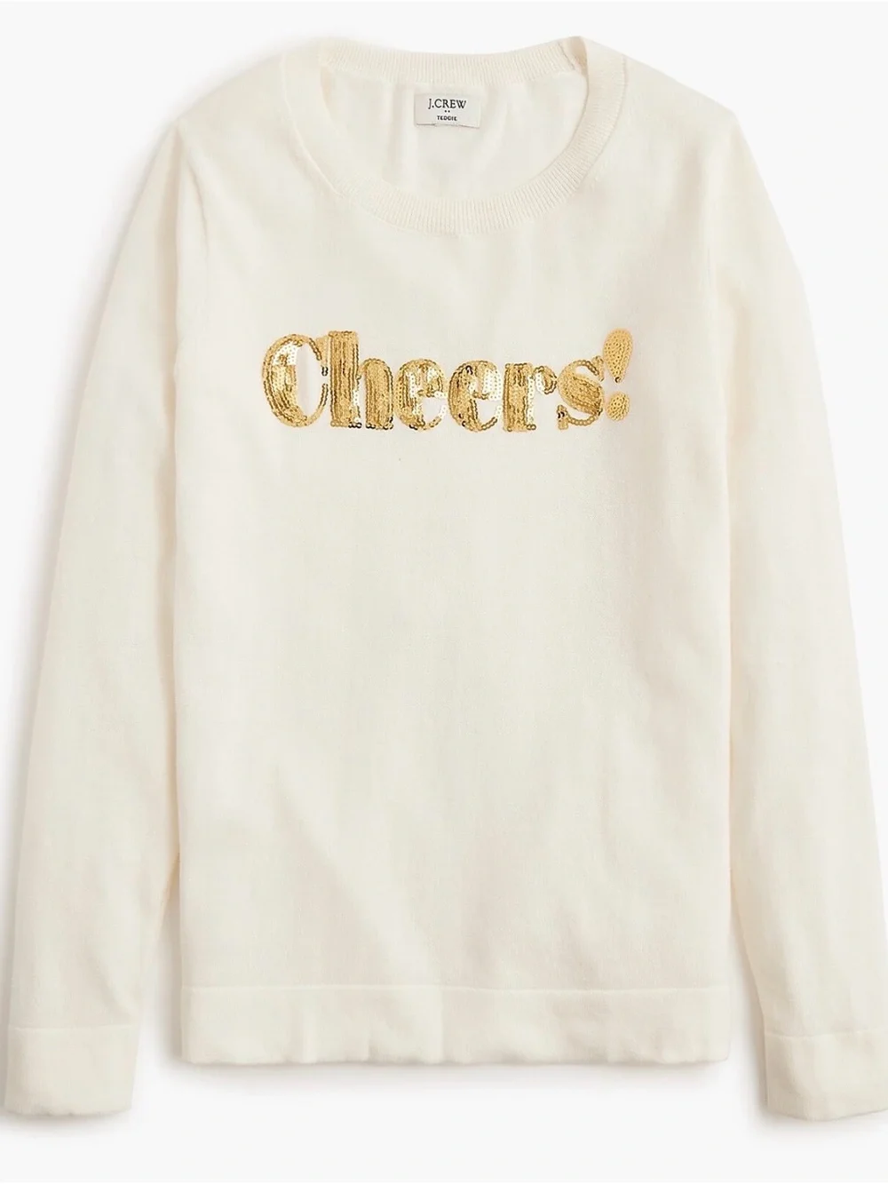 J.Crew Cheers Sequin Sweater Largelvory Gold Holiday Christmas New Partial Tag